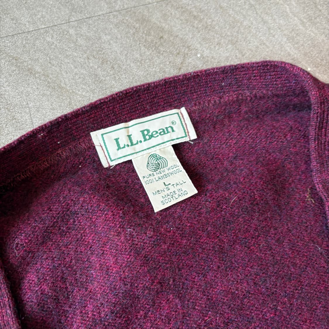 L.L.bean 정품 엘엘빈 스코틀랜드 생산 램스울 버건디 가디건 상품이미지5