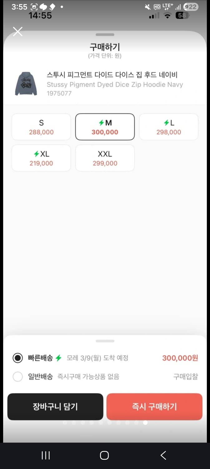 스투시 다이스 피그먼트 다이드 집업 후드 기모버전 급처 상품이미지10