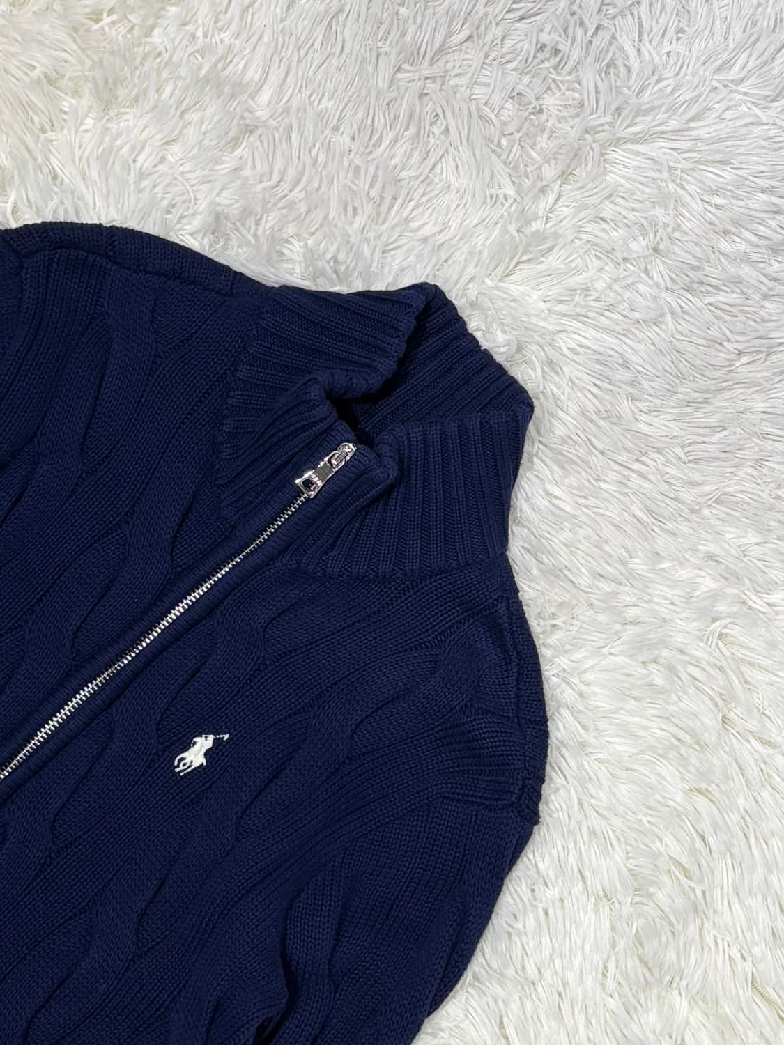 폴로랄프로렌 화이트포니 네이비 케이블 니트집업 상품이미지6