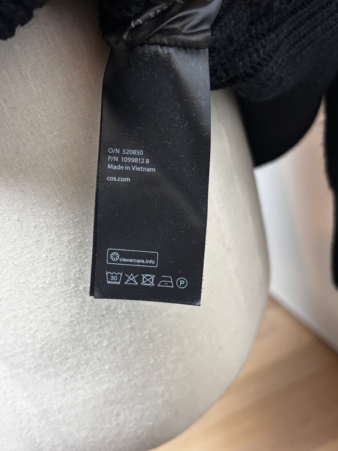 (W) 코스 울 코튼 하프 집업 점퍼 블랙 니트 (L사이즈) 상품이미지6