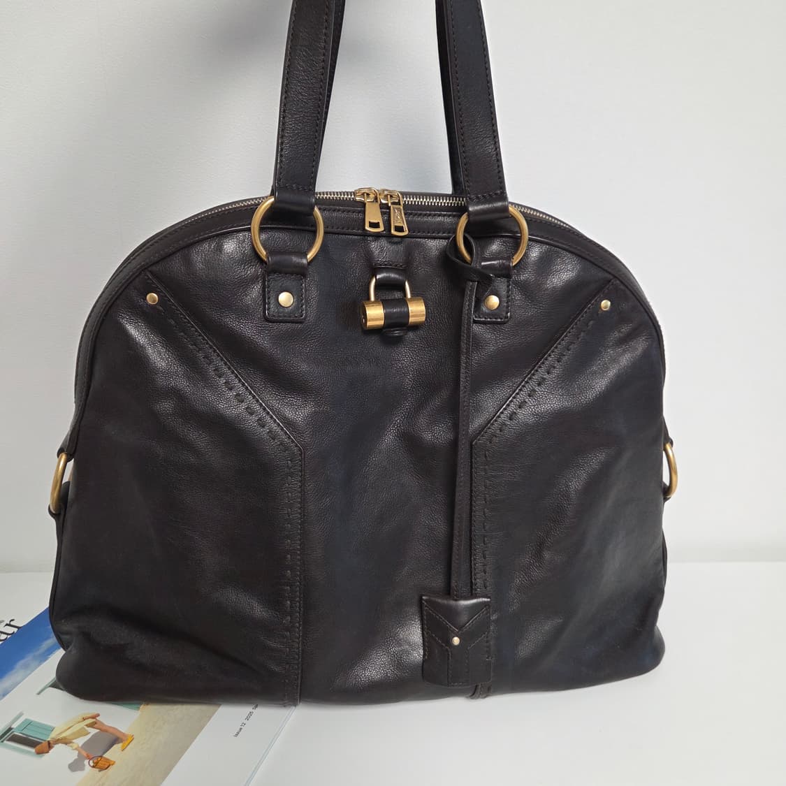 YSL 입생로랑 정품 금장 뮤즈백 오버라지 브라운 숄더백 리얼레더 토트백 상품이미지2