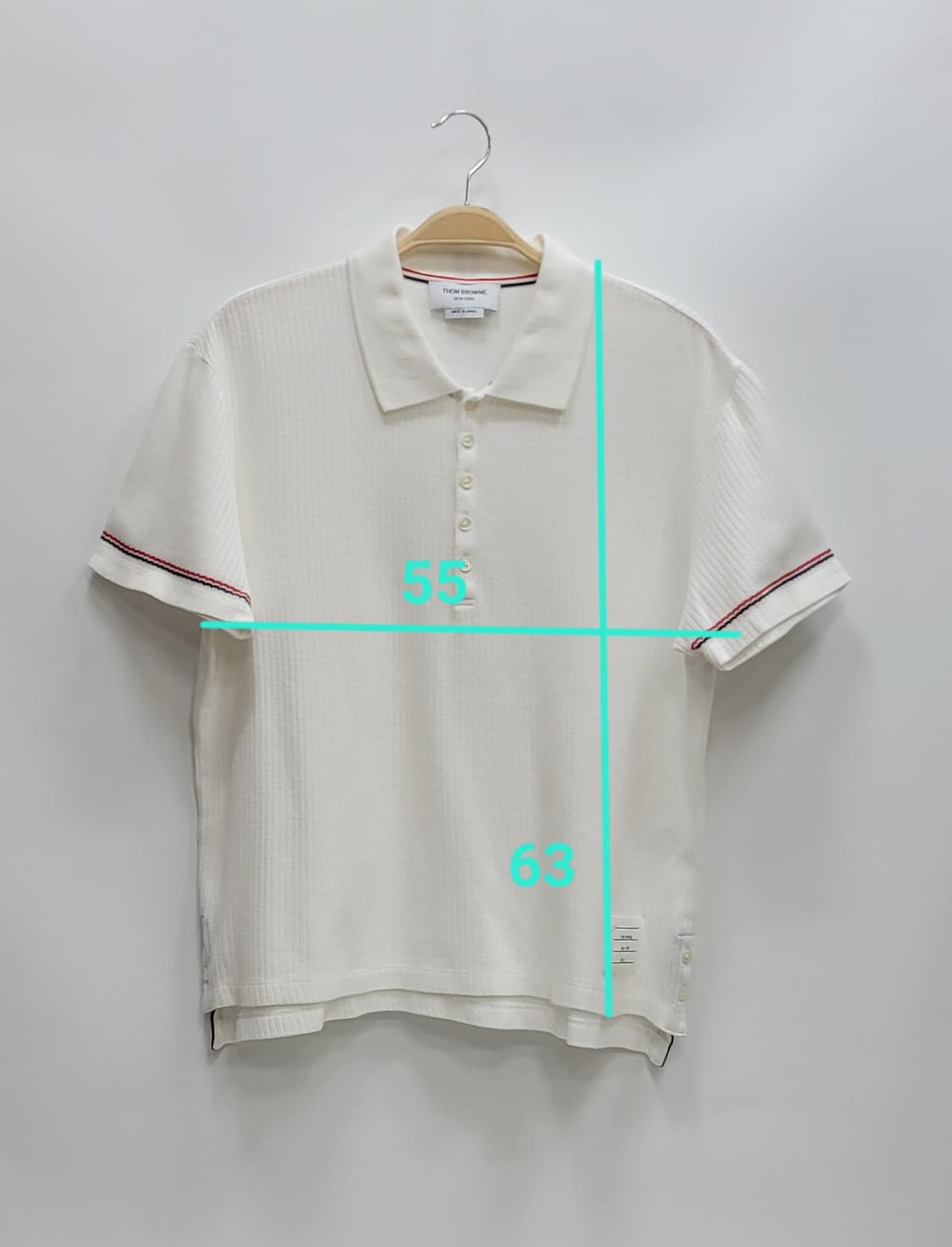 톰브라운 삼선 스트라이프 커프 폴로 반팔 티셔츠 / 남 3사이즈 화이트
 상품이미지10