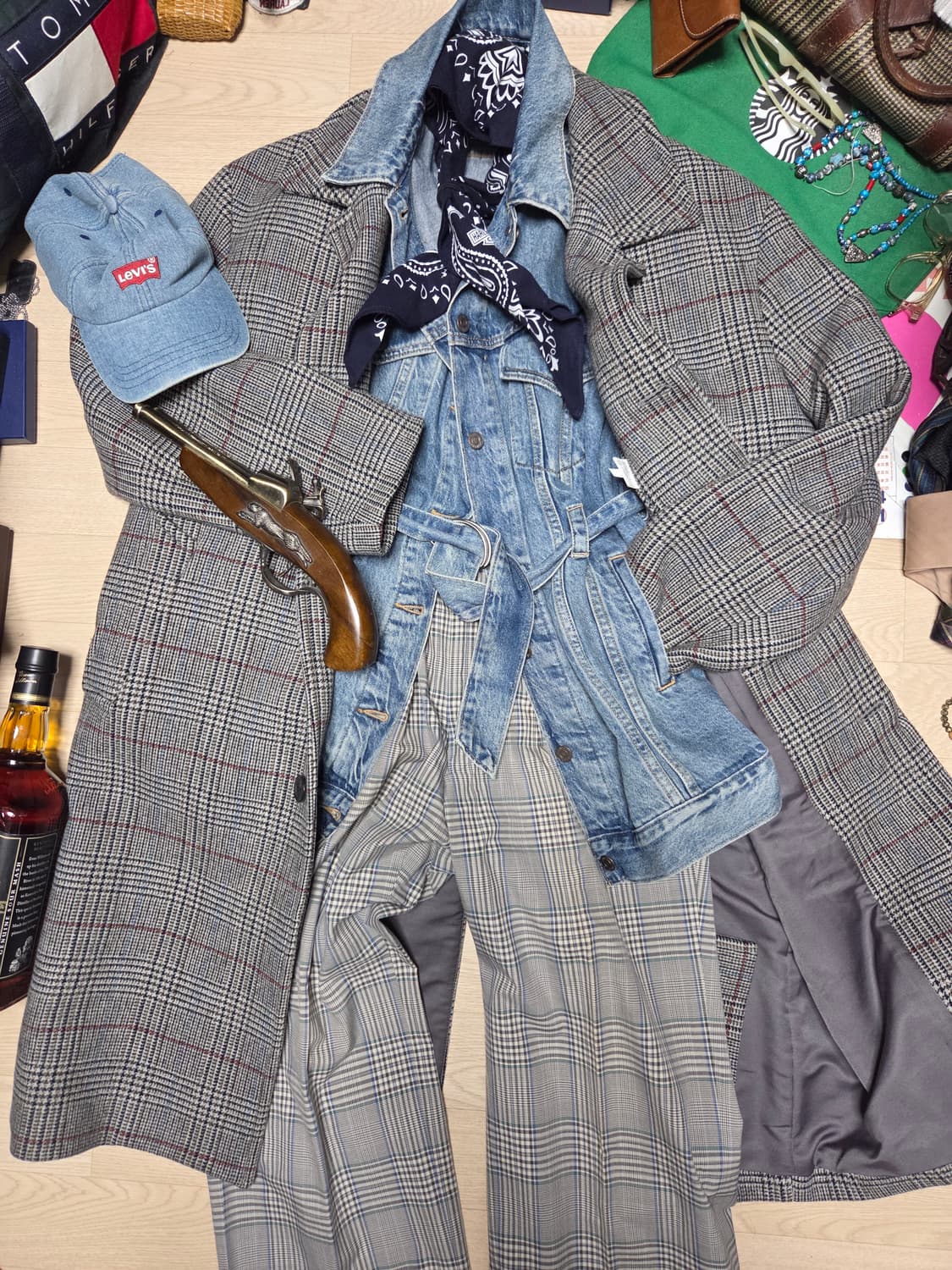 T.I FOR MAN 울 코트 체크 110 발마칸 싱글 체스터 xxl 상품이미지2