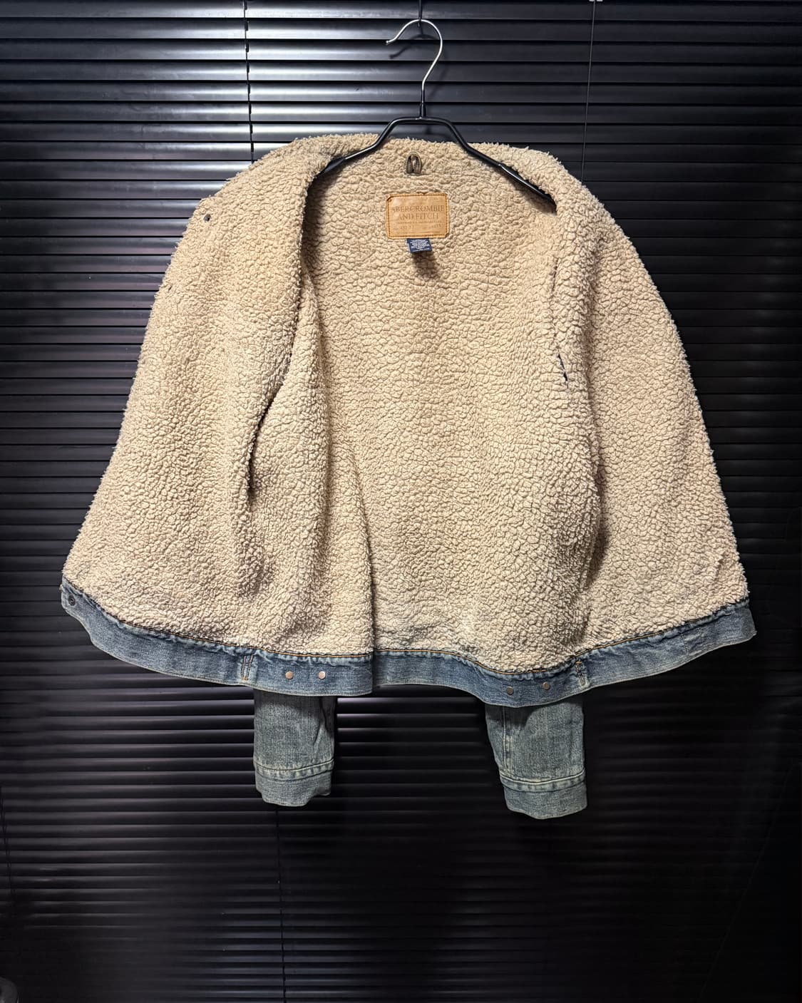 아베크롬비 워크 웨어 쉐르파 양털 워싱 데님 트러커 청자켓 L 웨스턴 상품이미지6