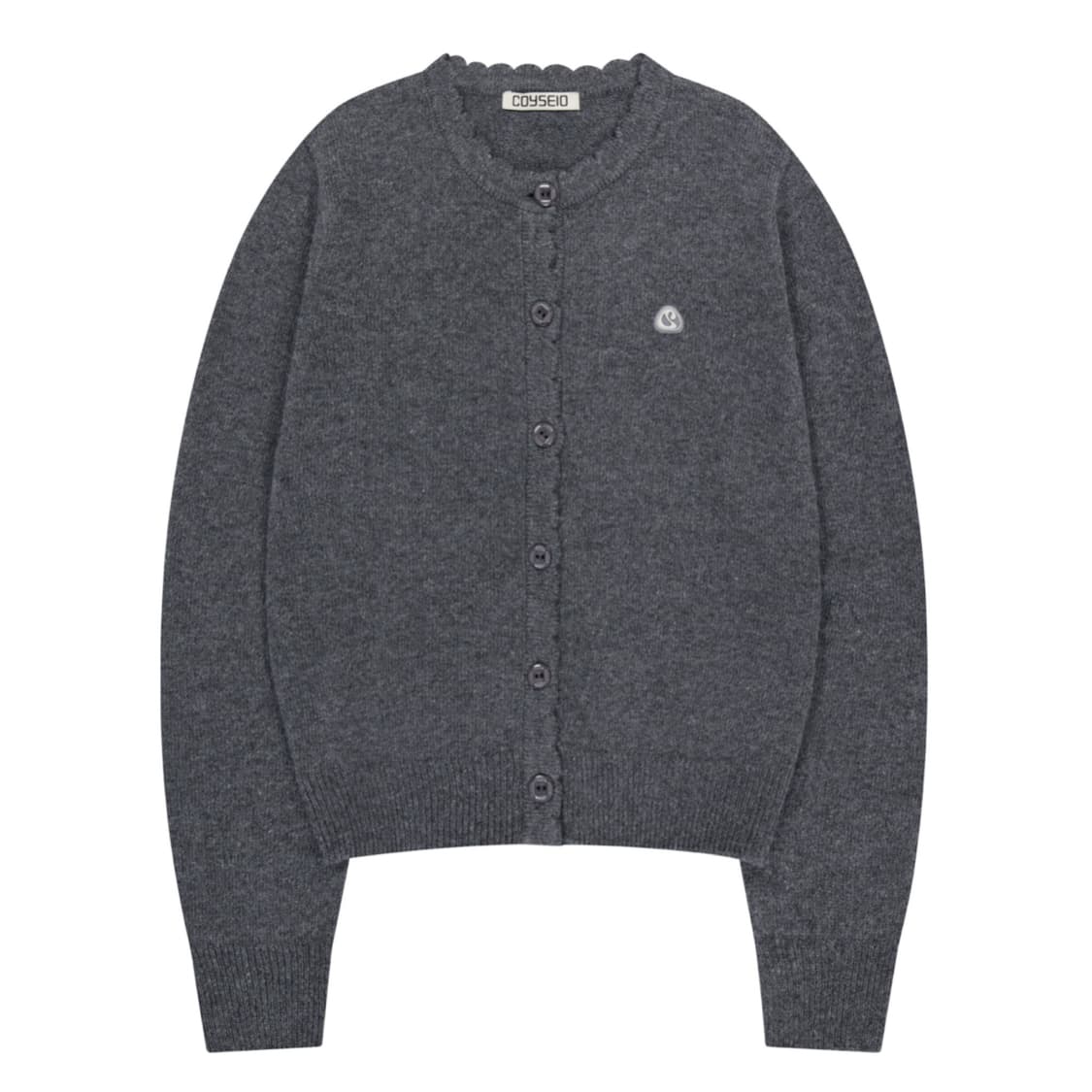 코이세이오 플라워 버튼 가디건 그레이 차콜 상품이미지3