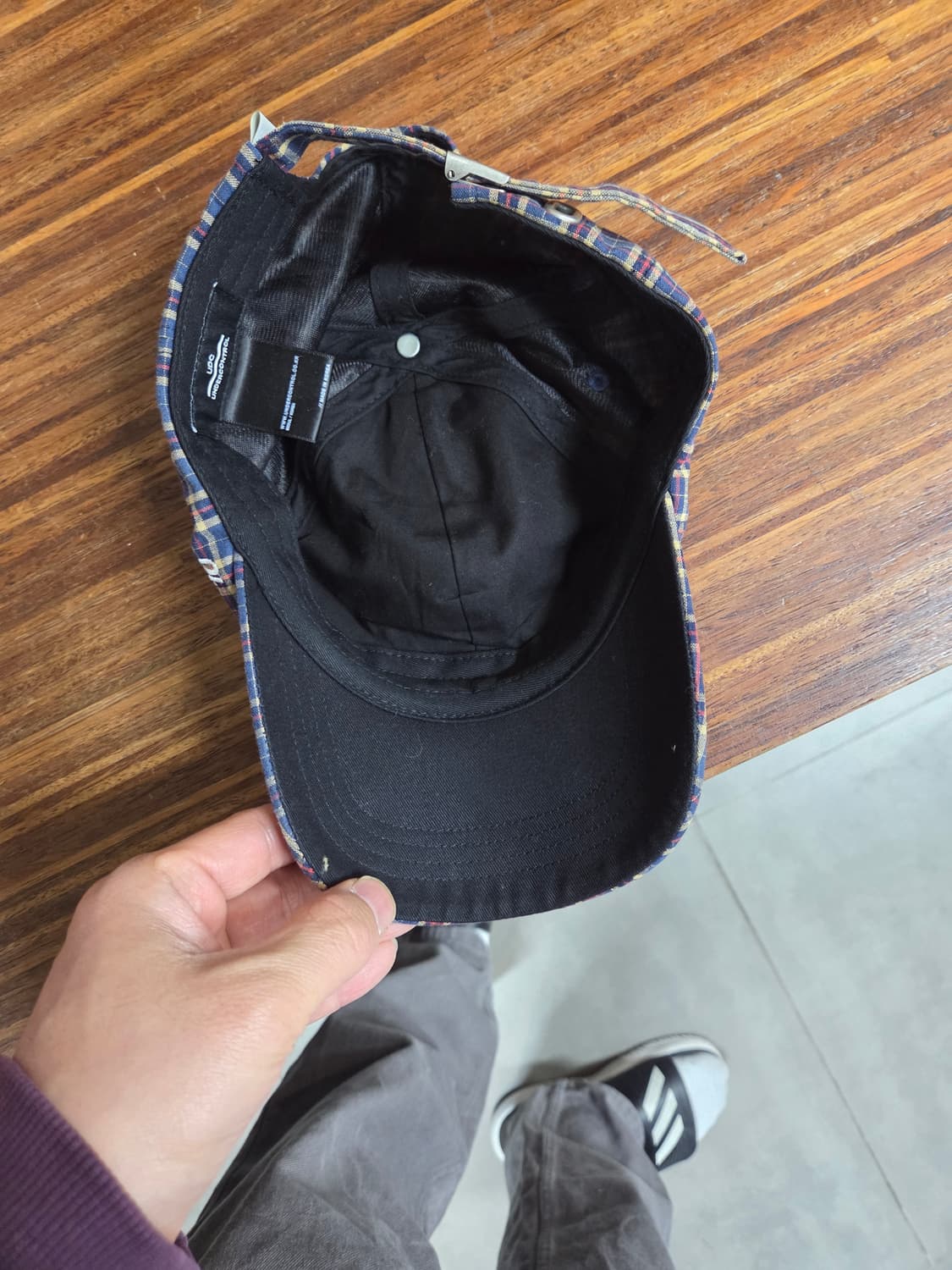 언더컨트롤 자수로고 체크 모자 프리  상품이미지4