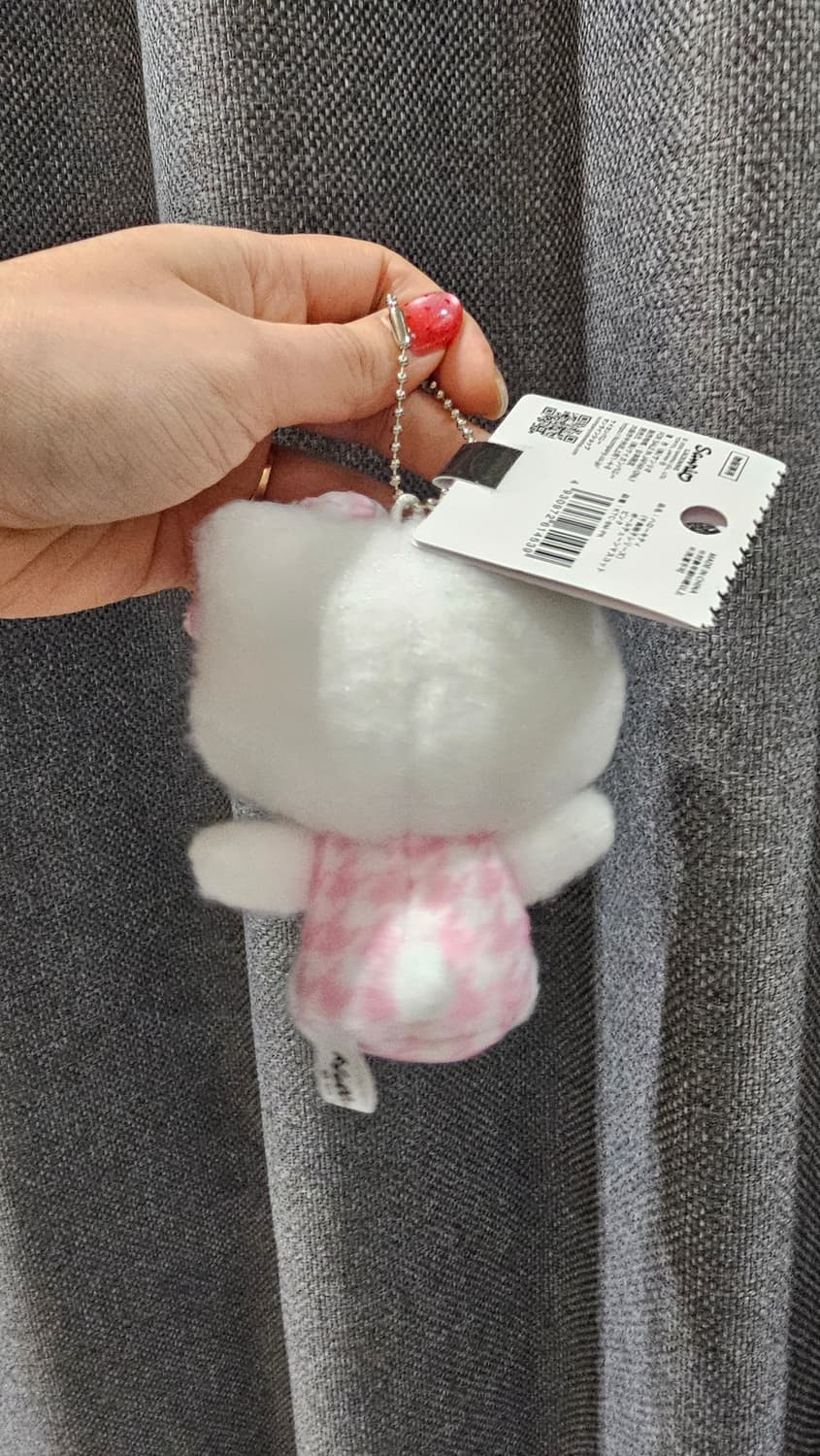 일본정품 산리오 헬로키티 하운드투스 핑크체크 키링  상품이미지2