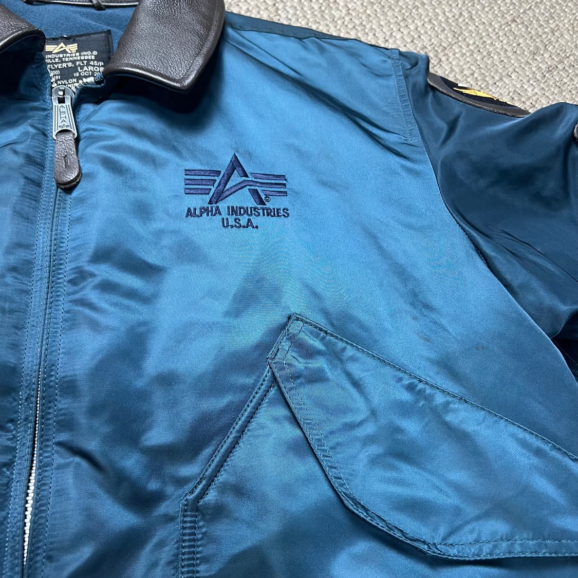 알파인더스트리 CWU-45P 레더 카라 항공 자켓 L 상품이미지7