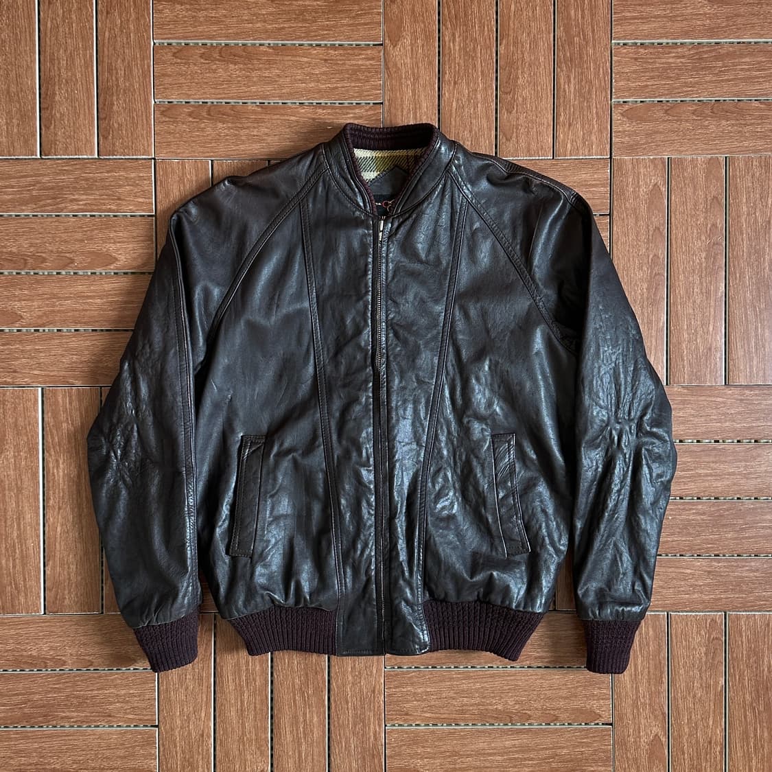 90‘s Deluxe skin wear leather jacket 상품이미지1