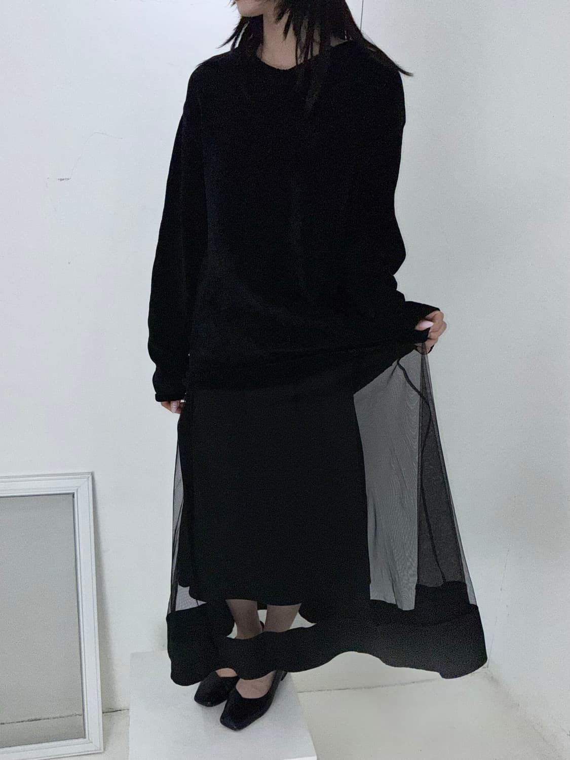 Black see-through sk 상품이미지4