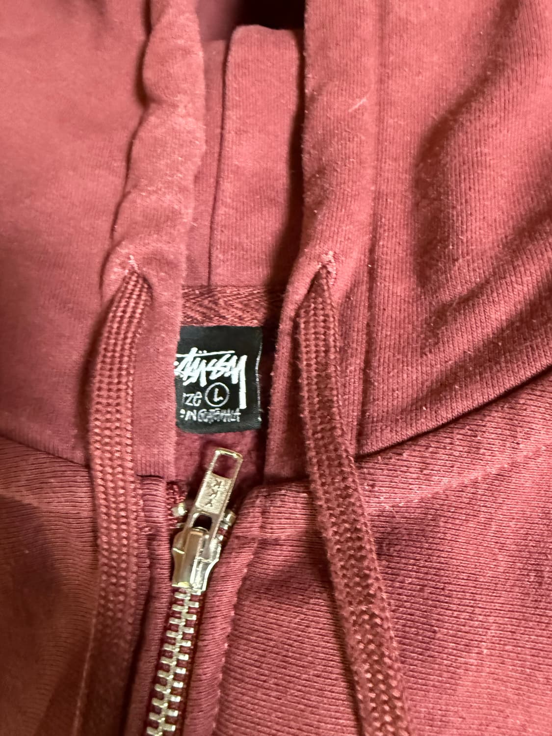 스투시 후드집업 버건디 L 상품이미지2