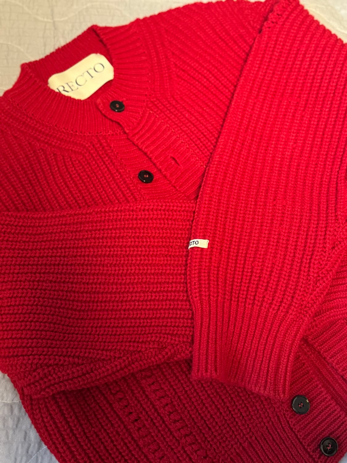 렉토 23fw 청키 울 가디건 red m size 상품이미지3