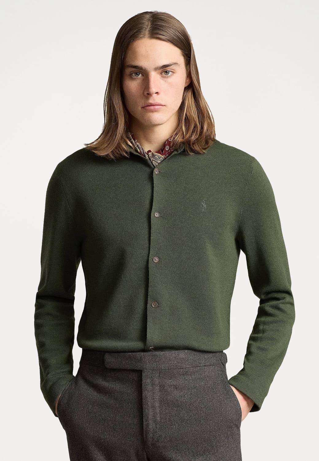 폴로 랄프로렌 워셔블 울셔츠 스웨터 올리브 색상 상품이미지1