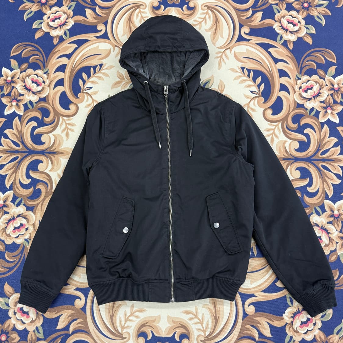 (M)에이치엔앰 H&M 후드 코튼 워크자켓(블랙) 상품이미지1