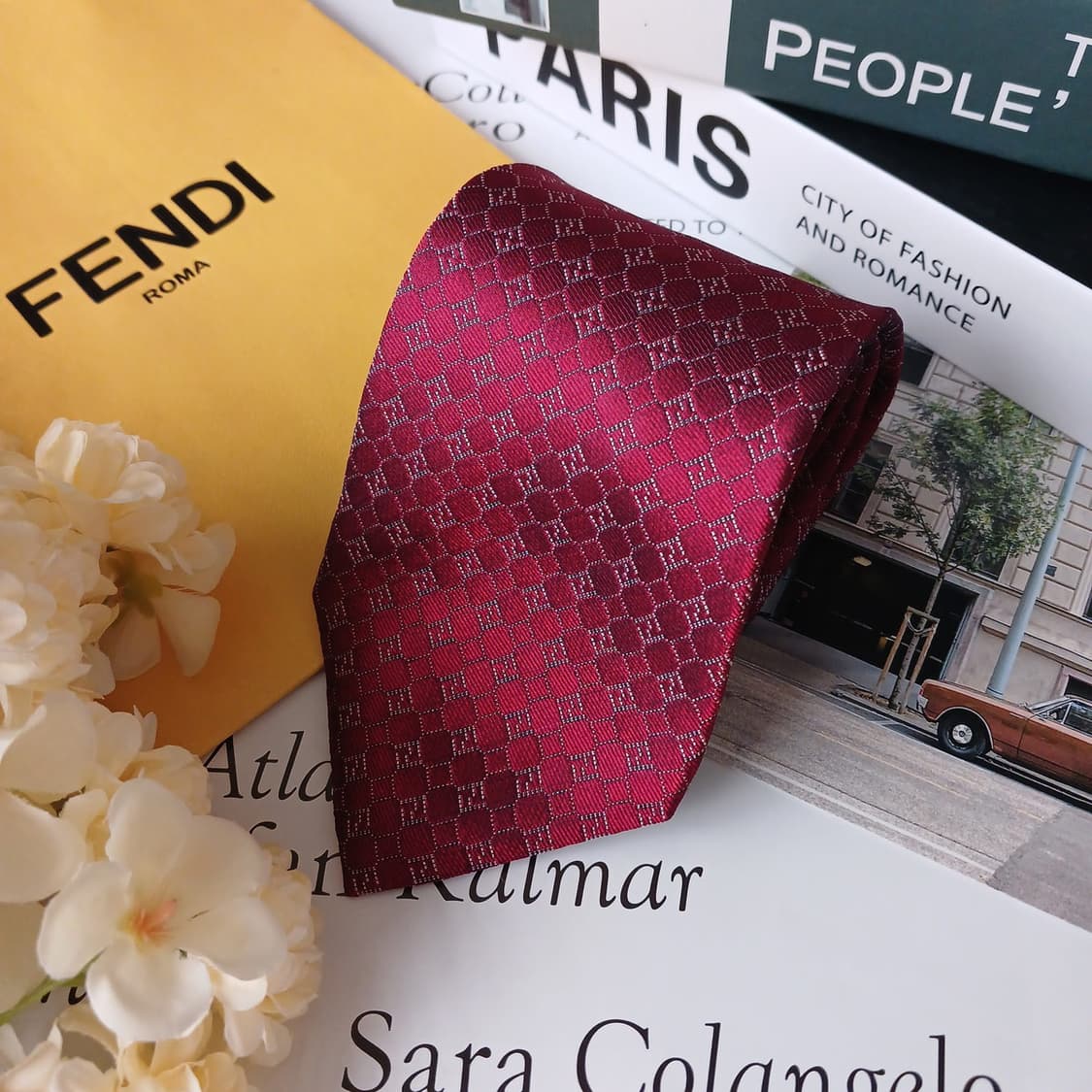 펜디 실크 레드 로고 패턴 넥타이 9cm S~A+등급 E780
 상품이미지3