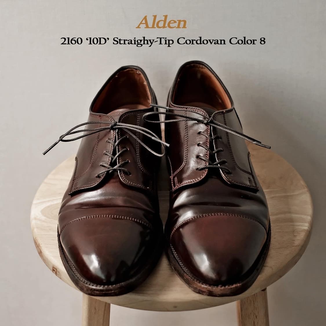 알든 2160 10D 코도반 스트레이트팁 더비 버건디 상품이미지1