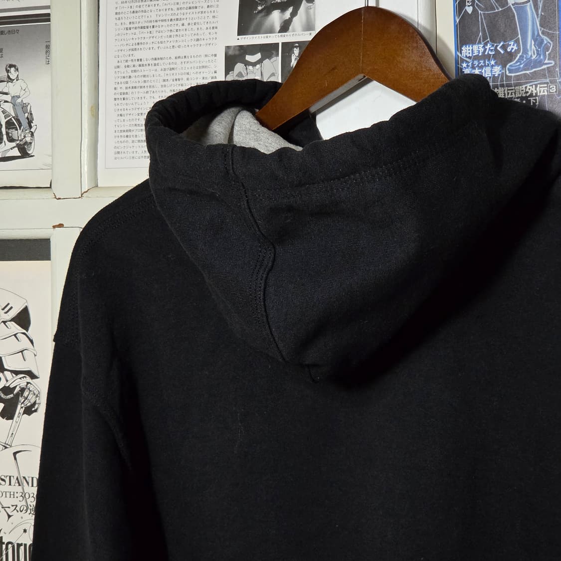 챔피온 오버핏 로고 패치 블랙 후드집업 상품이미지6