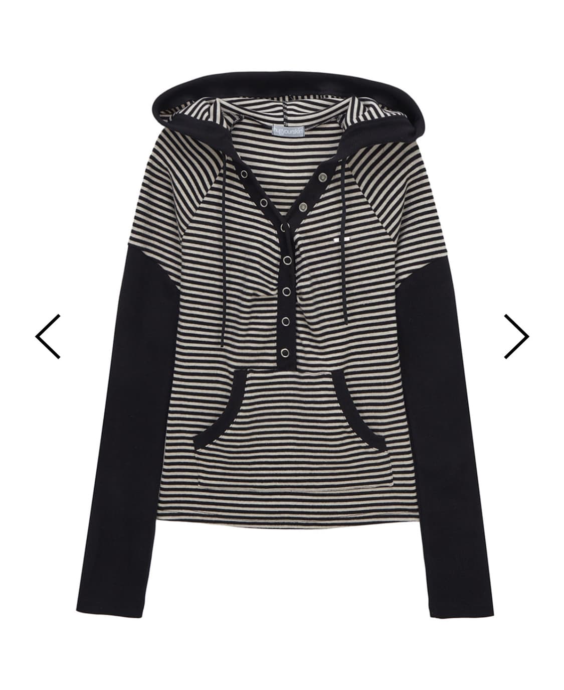 허그유어스킨 스트라이프 스냅 버튼 후디 상품이미지1