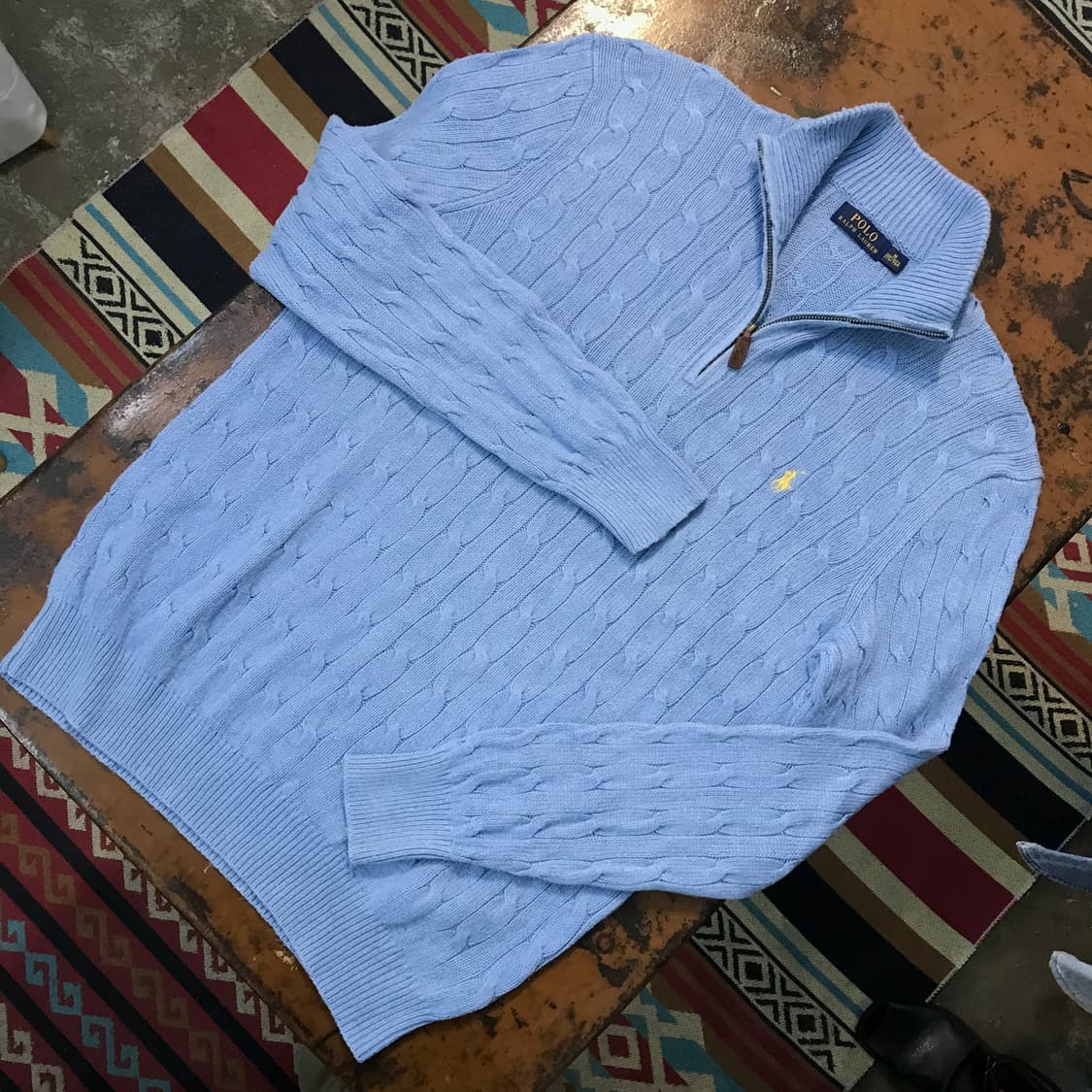 폴로랄프로렌 소라색 케이블 하프집업 풀오버 남성 105 사이즈 상품이미지2