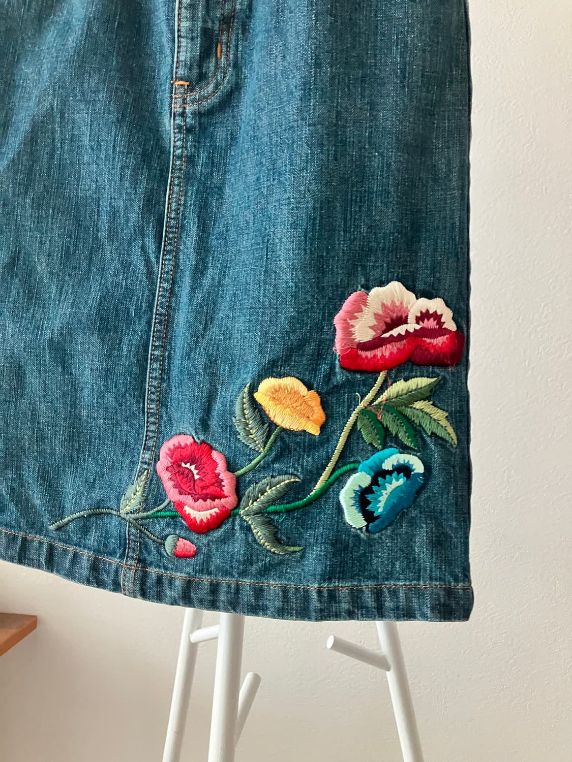 KENZO jeans 겐조진스 꽃자수 데님미디스커트 상품이미지2