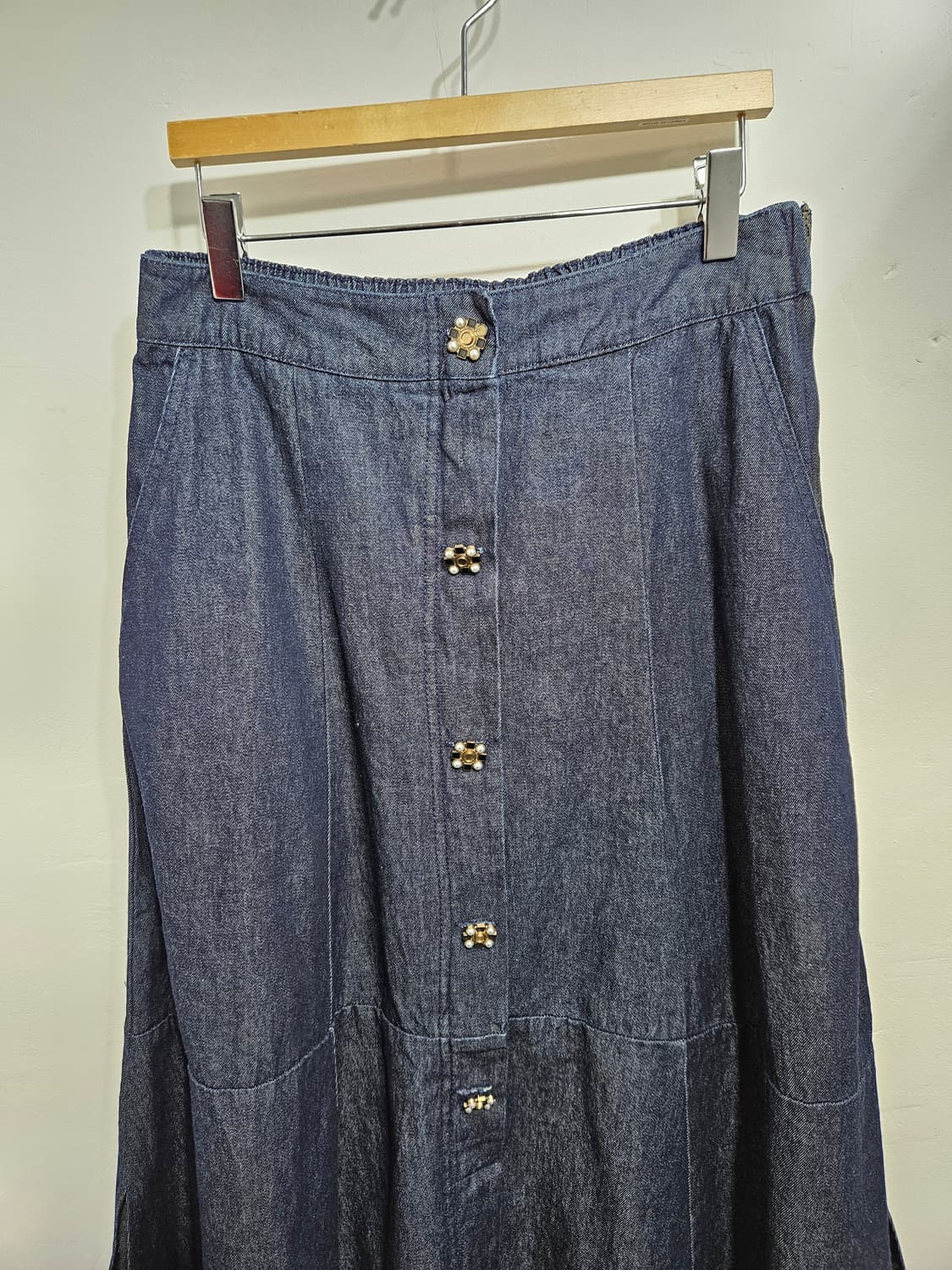 까사렐(cacharel) 슬릿 A라인 데님 스커트 상품이미지3