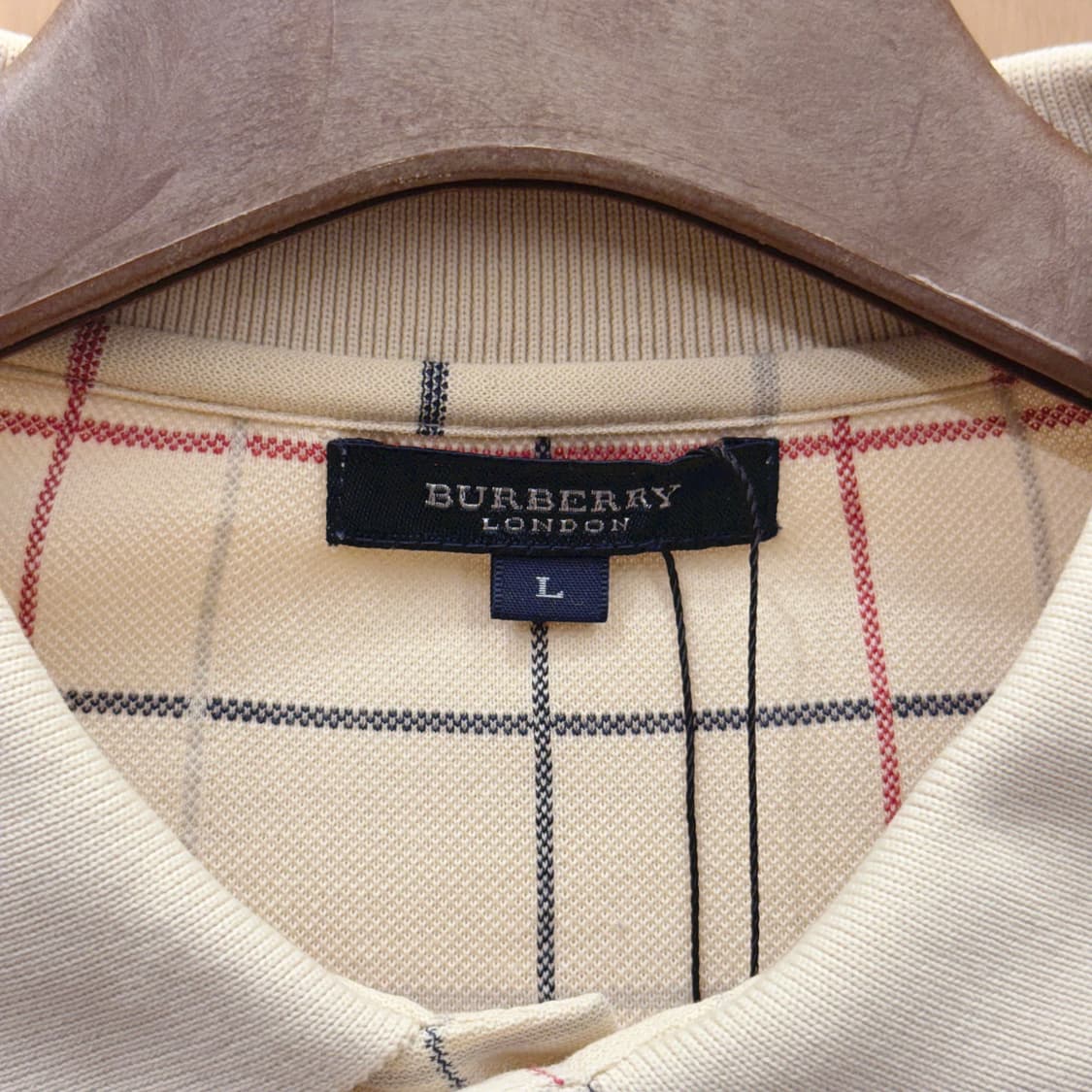 버버리 런던 체크 PK 긴팔 티셔츠 노바체크 카라티 베이지 상품이미지7