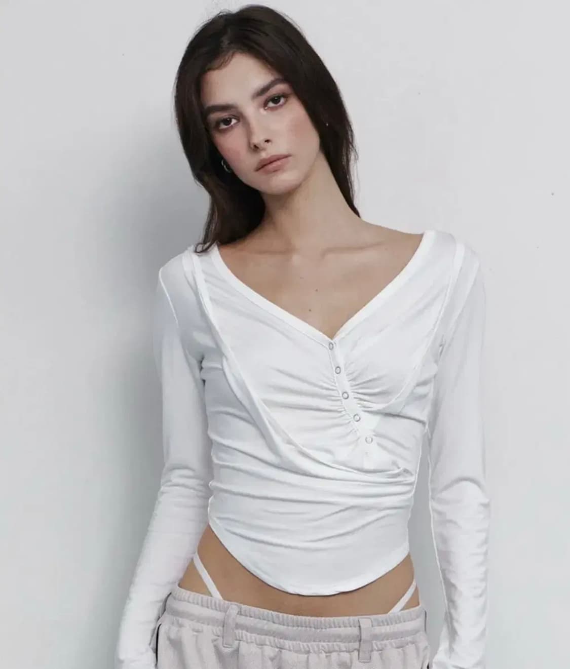 플리즈노팔로우 Deba Long Sleeve Top (White) 데바탑 상품이미지1
