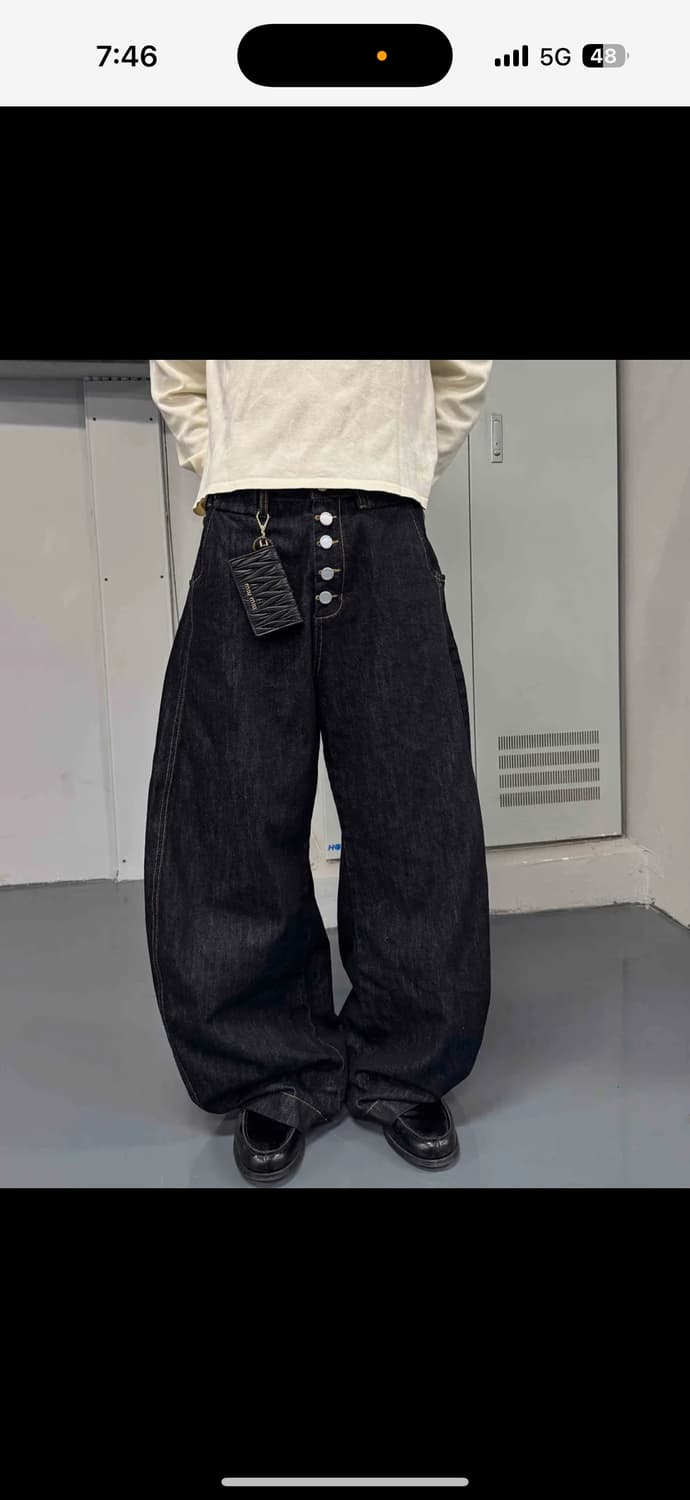 스팁 80s 페이크 버튼플라이 커브드 데님 상품이미지1