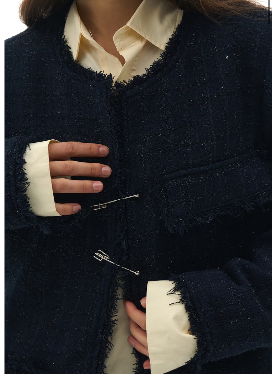 플레이스 스튜디오 프린지 멀티 아웃 포켓 라운드 트위드 자켓 상품이미지2