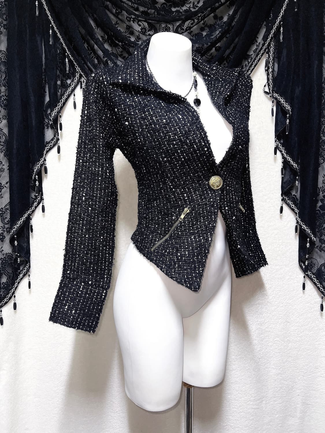 d.i.a 다이아 오네갸루 히메 고스펑크 고딕 트위드 금장 버튼 자켓 상품이미지3