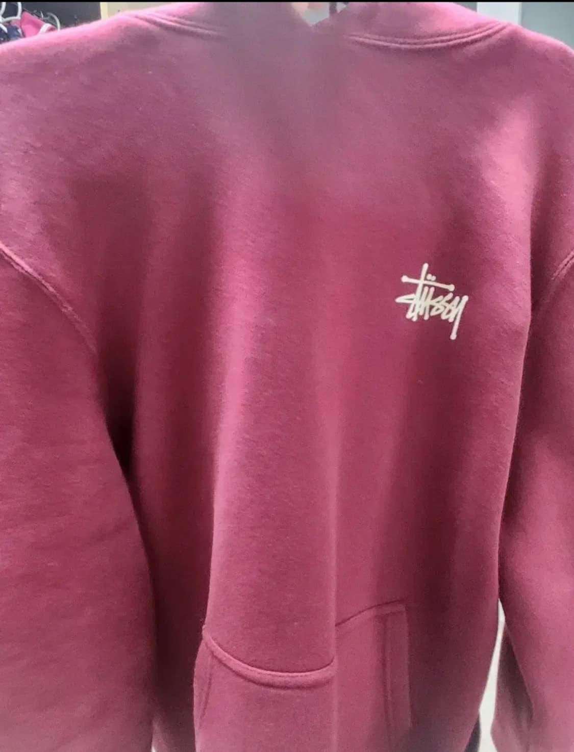 스투시 버건디 기모 후드티s 상품이미지1