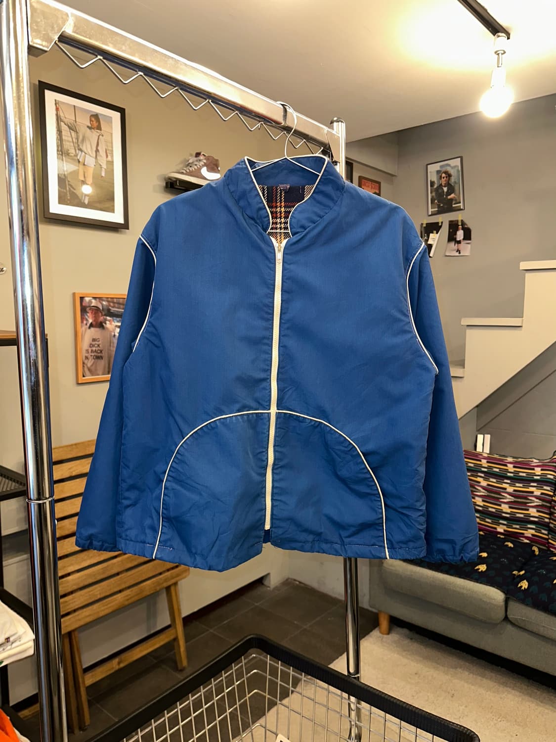 90’s American blue check lining jacket 상품이미지3