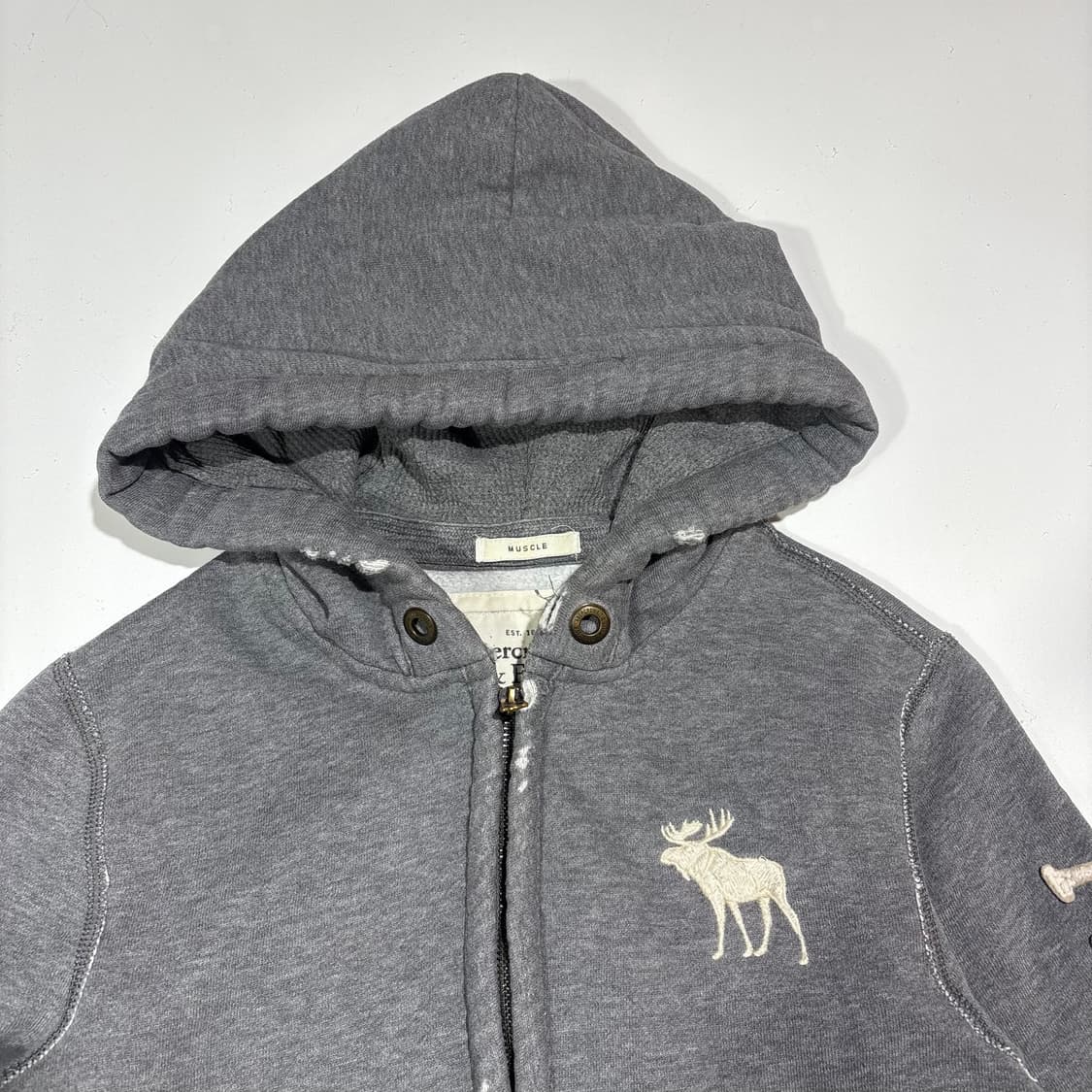 아베크롬비 그레이  데미지 후드집업 상품이미지2