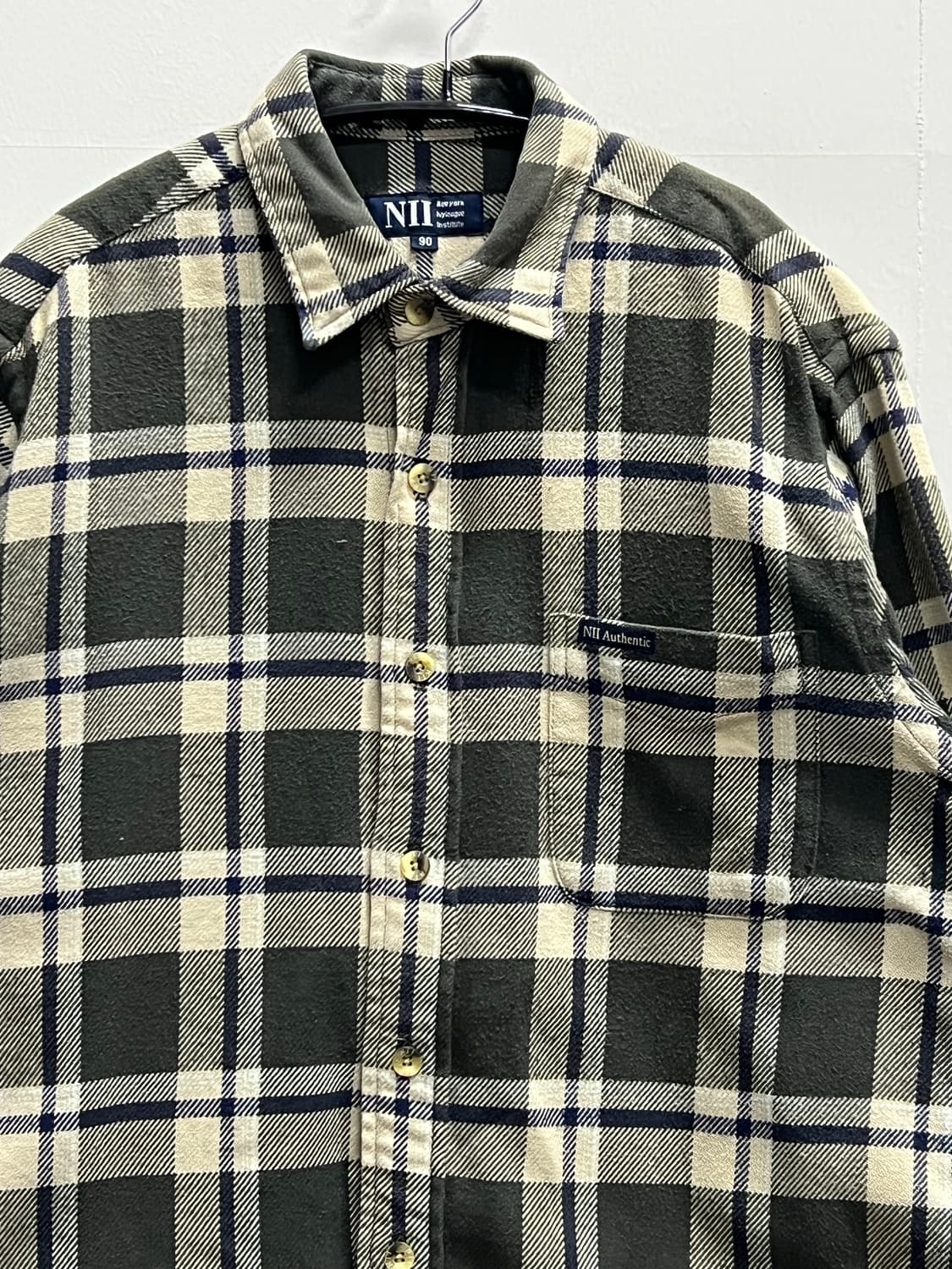NII 체크 셔츠 카키 상품이미지3