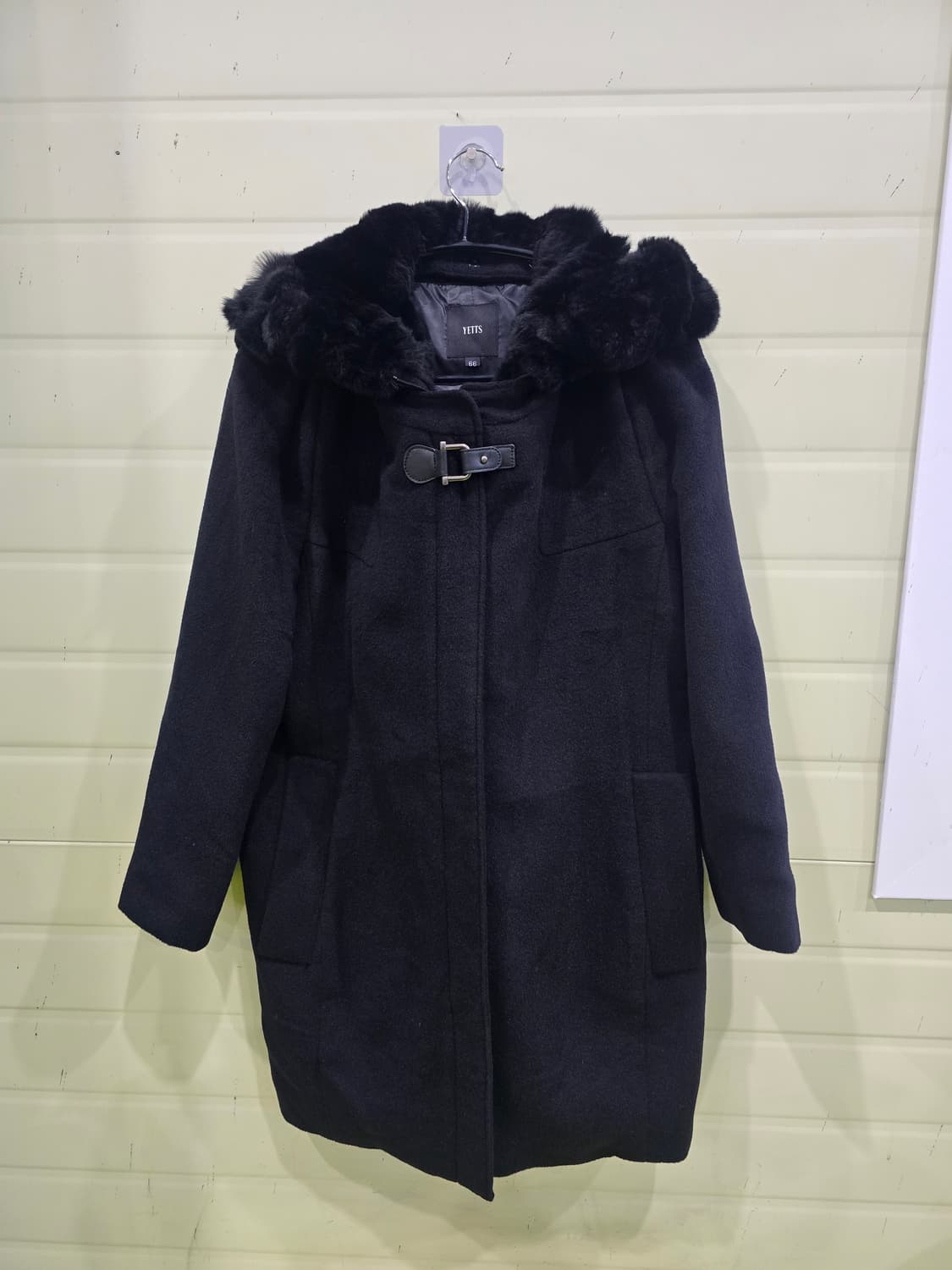 YETTS 후드 퍼 코트 블랙 상품이미지2