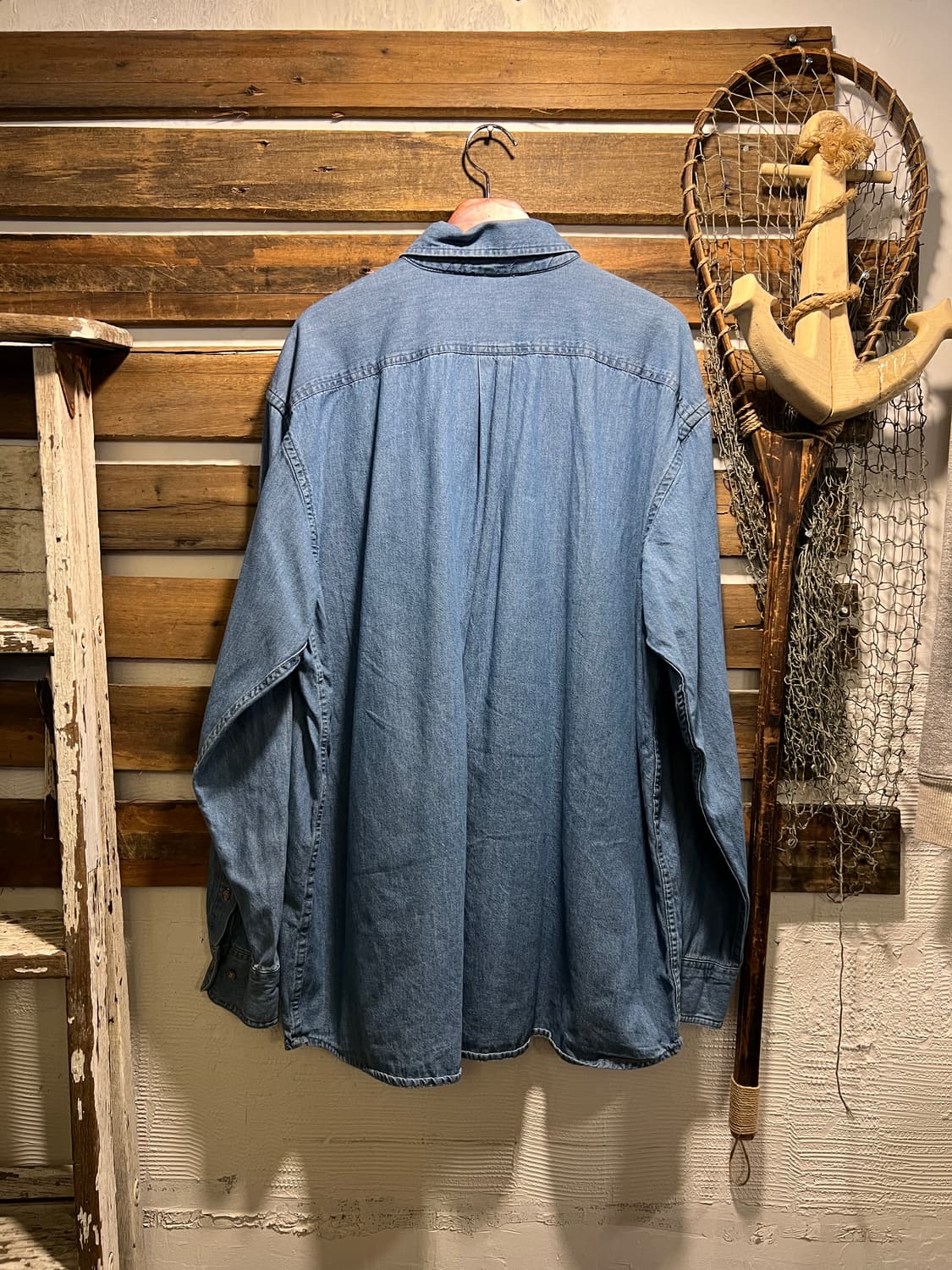 [2XL]USA 빈티지 라이트하우스 자수 데님 셔츠 상품이미지6