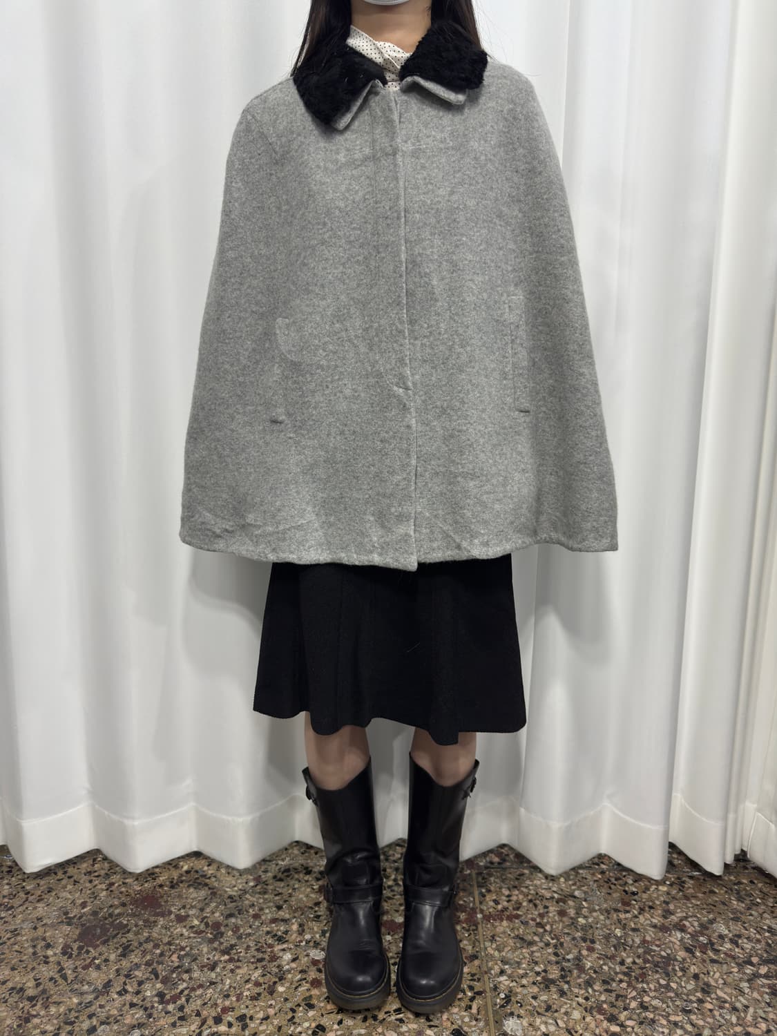 soft gray wool cape 상품이미지3