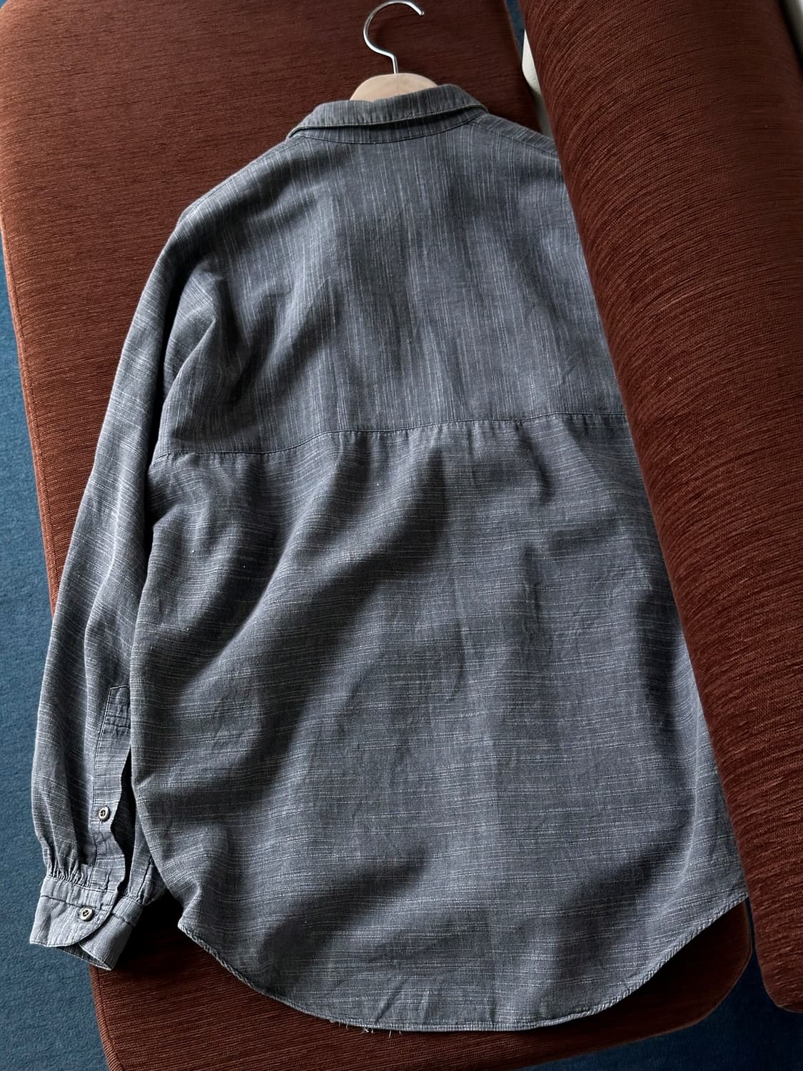 Rough cotton jacquard panel design shirt 상품이미지3