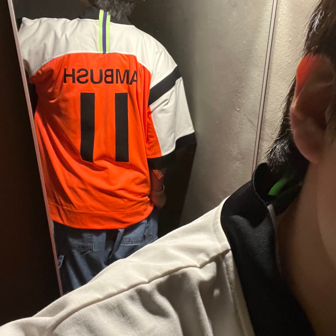 나이키 LAB X 앰부쉬 화이트 네온오렌지 빅로고 코튼 기모노 자켓 상품이미지4