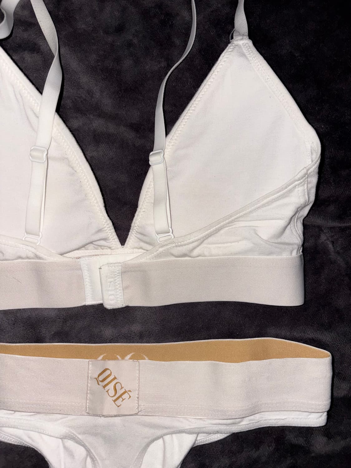 qise 바프용 섹시 고급 화이트 골드 뫼비우스 배색 깔롱 속옷 세트 상품이미지6