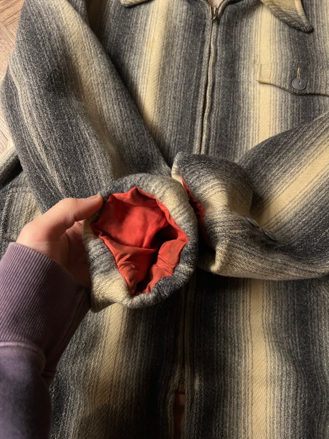 [42]50's 울리치 USA 빈티지 매키노 울 스트라이프 크루저 자켓 상품이미지7