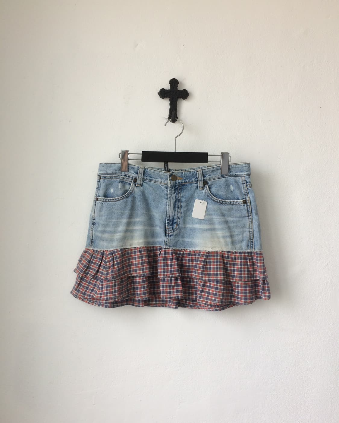 Check pattern layered mini skirt 상품이미지1