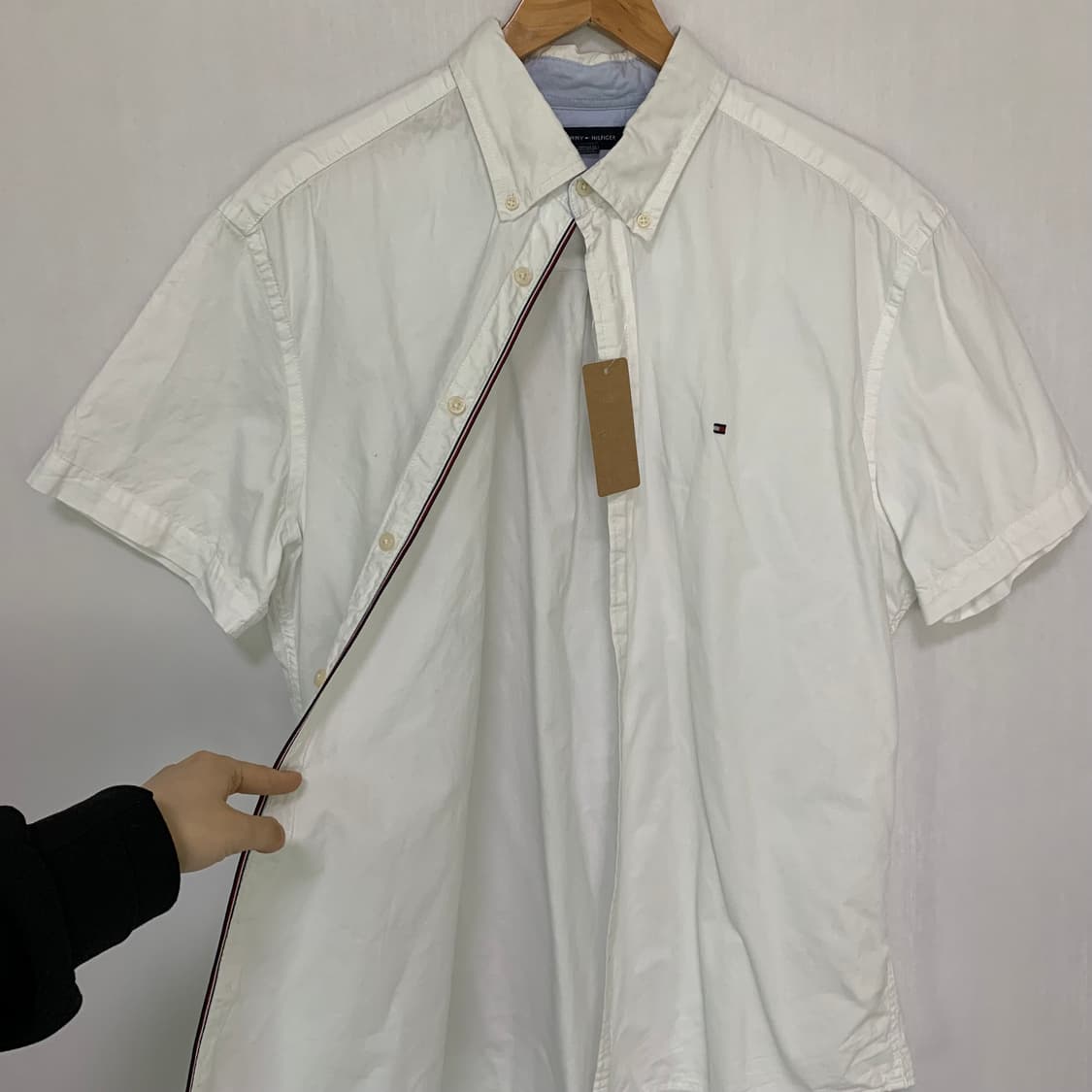 타미힐피거 빈티지 스탠다드 반팔 셔츠 화이트 남성 XL 상품이미지9
