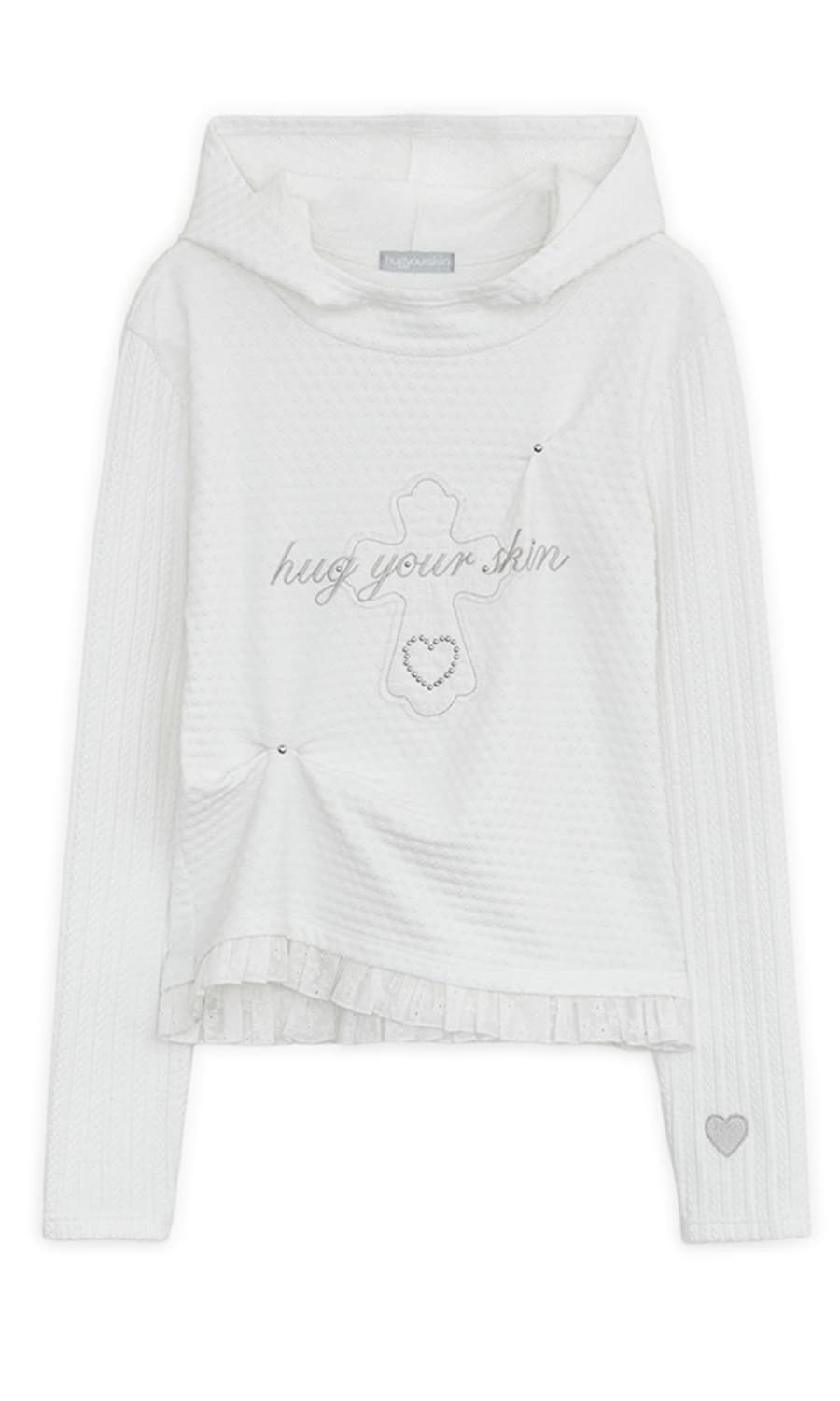 허그유어스킨 레이스 크로스 패치 후디 상품이미지1