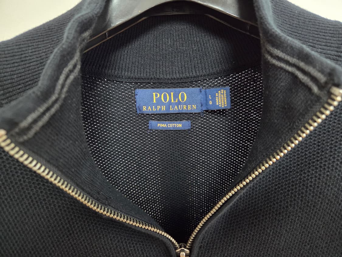 (정품) 폴로 랄프로렌 남성 반집업 피마코튼 니트 블랙 L 상품이미지3