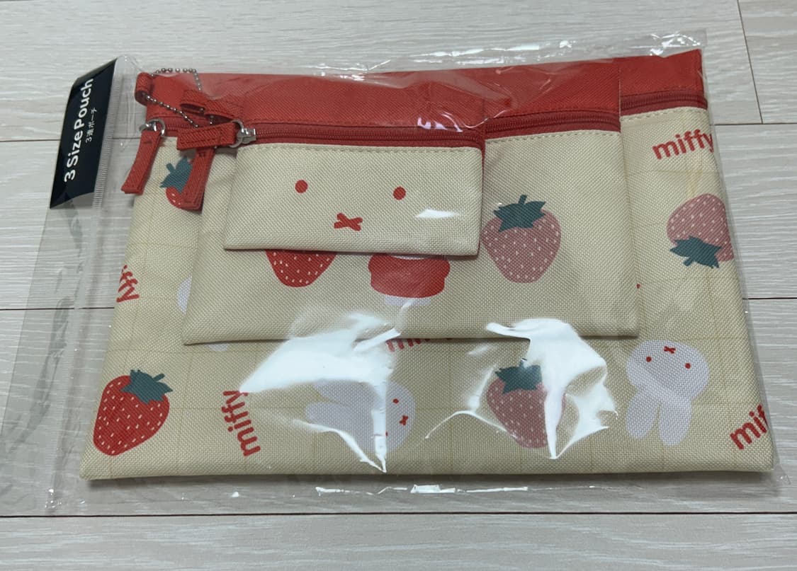 미피 딸기 사각 파우치 3종 세트 상품이미지2