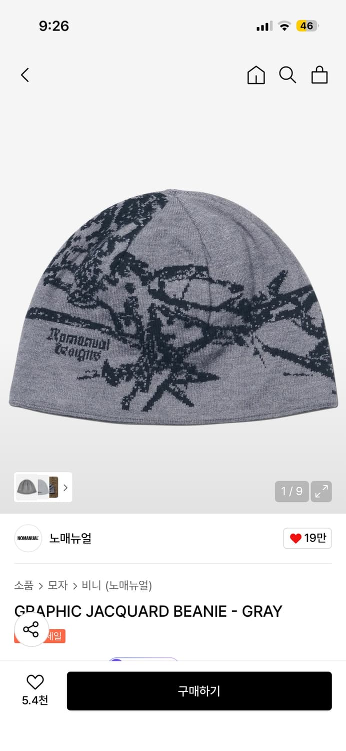 GRAPHIC JACQUARD BEANIE - GRAY 상품이미지1
