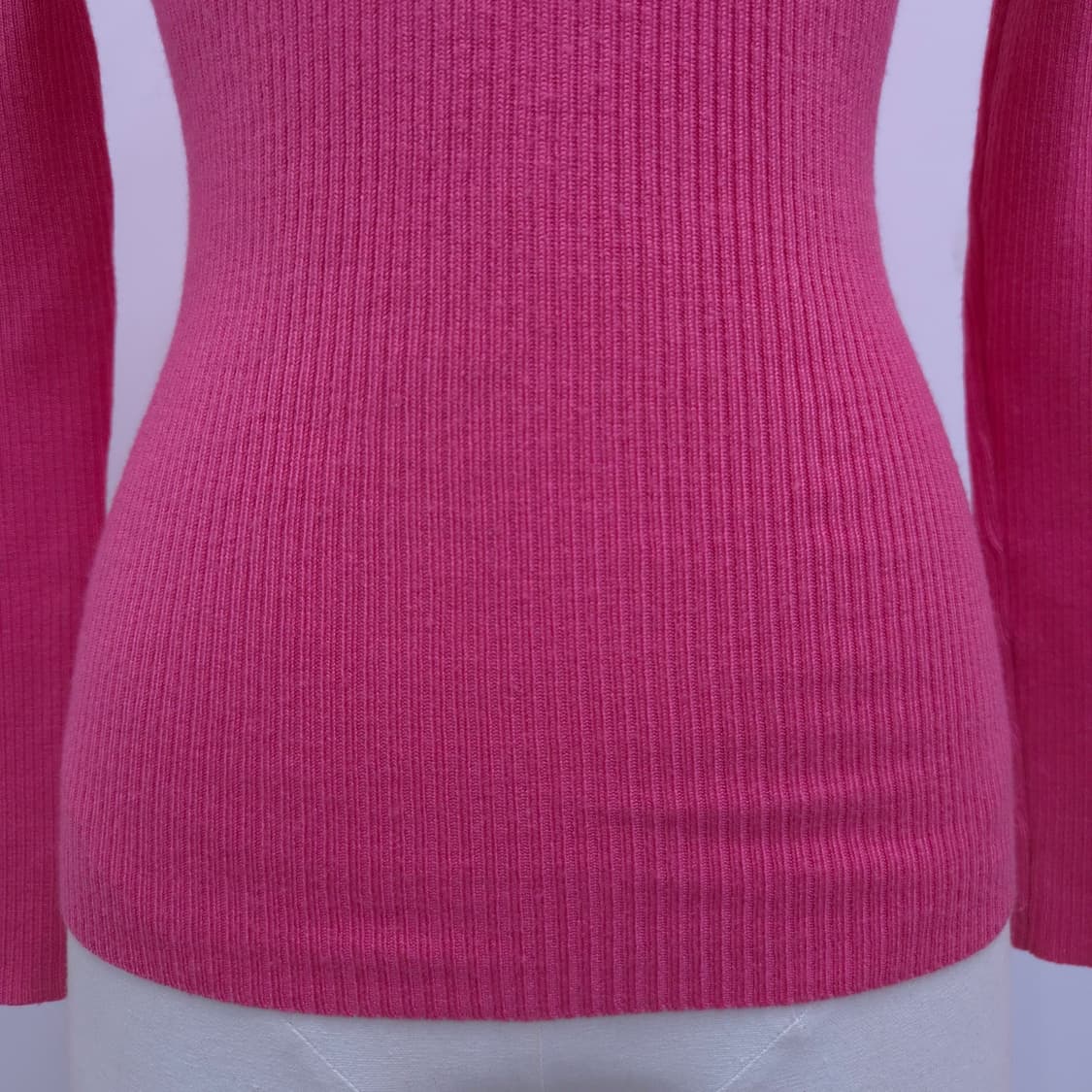 핑크 슬림핏 골지 터틀넥 니트 울혼방 상품이미지4