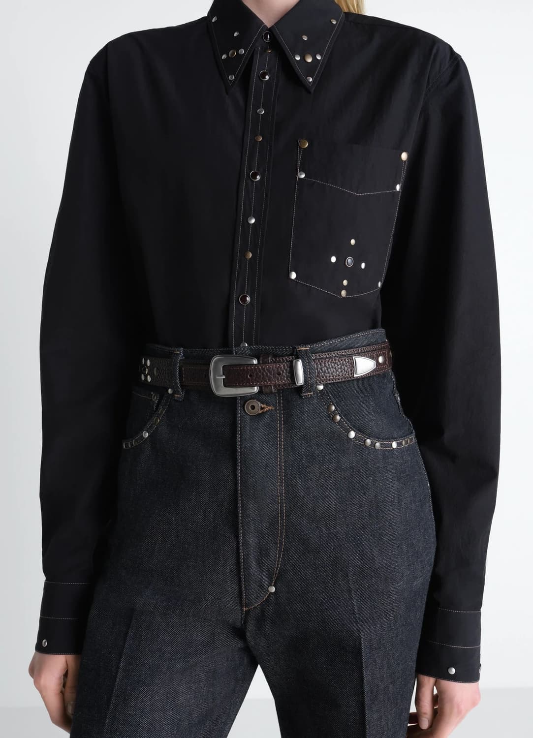 [75,80]르메르 26ss 웨스턴 스터드 벨트/다크 브라운 상품이미지1