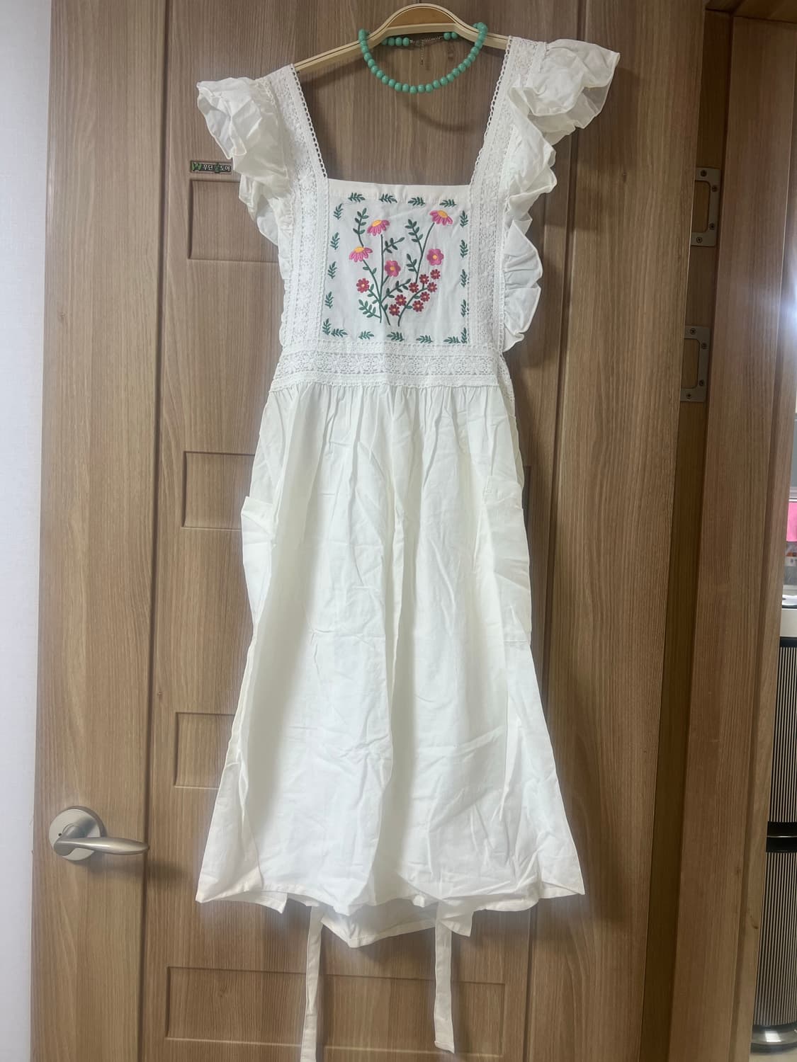 화이트 자수 레이스 원피스 앞치마  상품이미지1